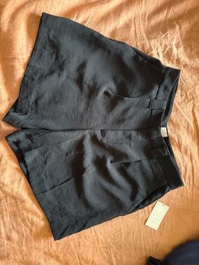 a new day Black High-Waist Tailored Linen-Blend Shorts